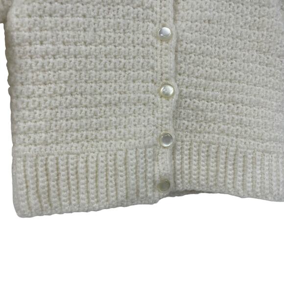 Vintage Handmade Cream Button Front Knit Cardigan Infant 0-3 Months? - Picture 2 of 4